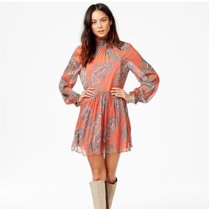 Free People Forget Me‎ Not Moonstruck Mini Dress Paisley Print Size M Red